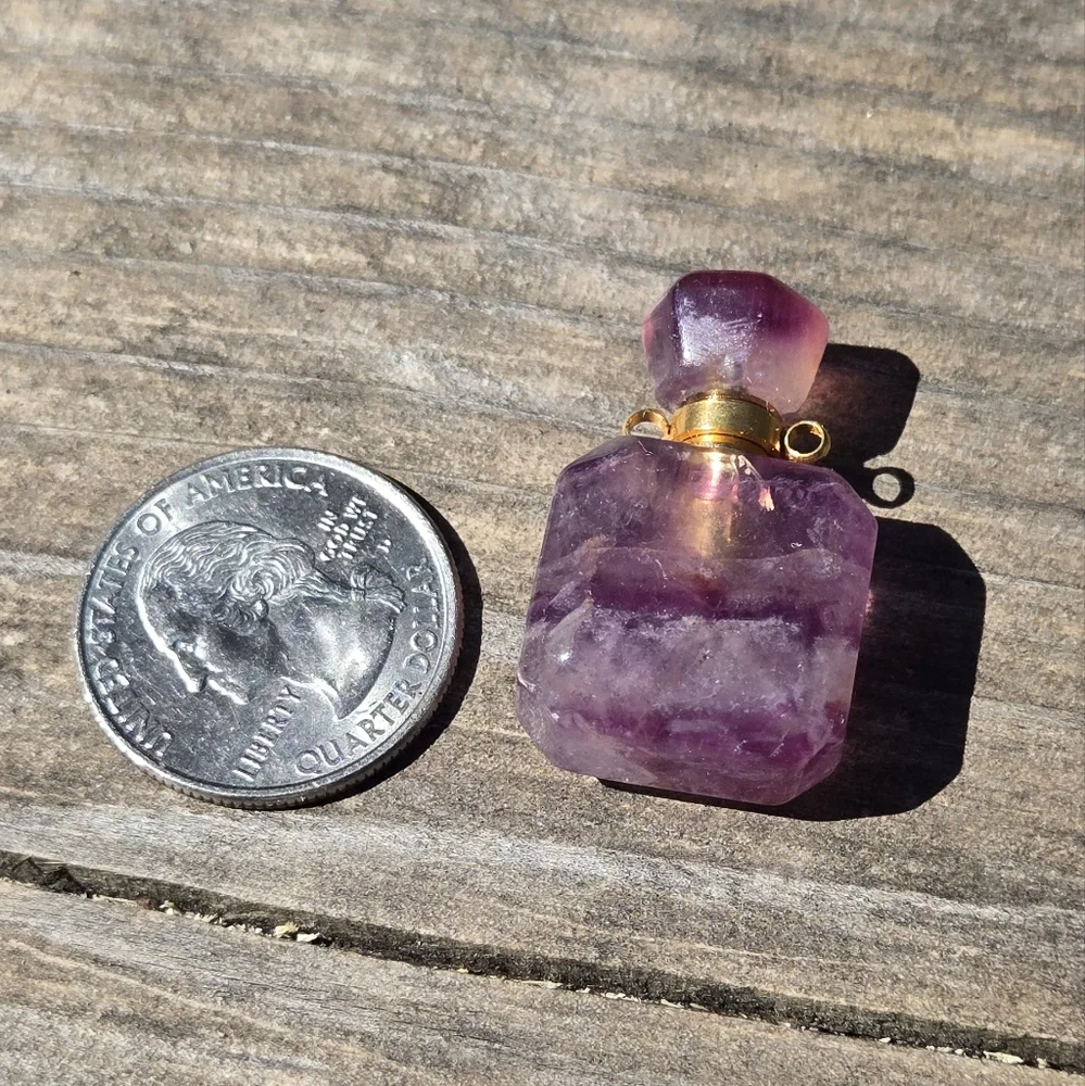 Amethyst Purple & Pink Crystal Bottle Essentisl Oil Aroma Therapy - Picture 4 of 4